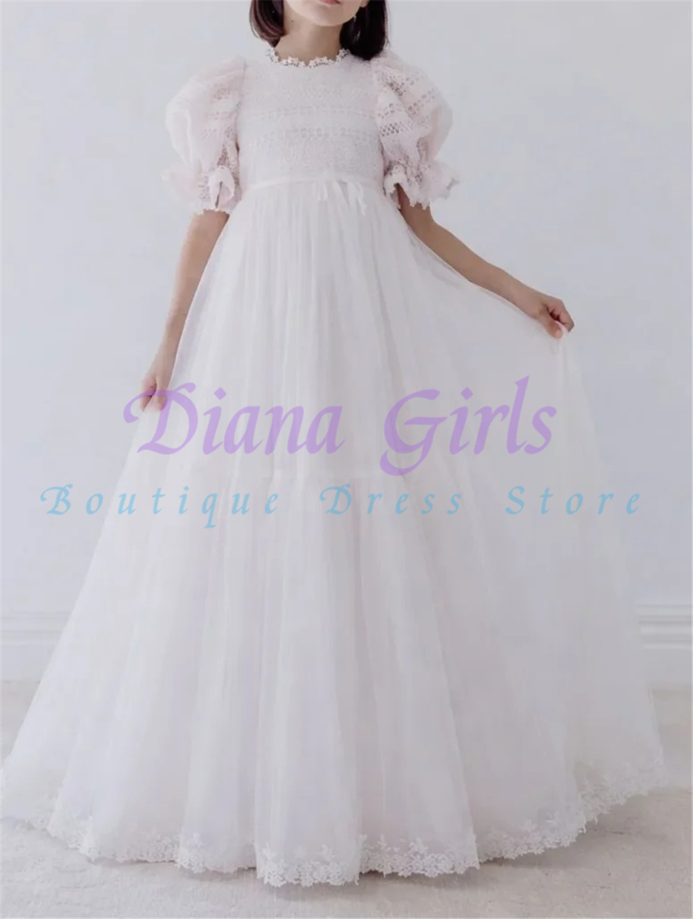 Toddler Girl Tulle Party Dress - 고급스러운 꽃무늬 레이스와 튤 소재의 웨딩,