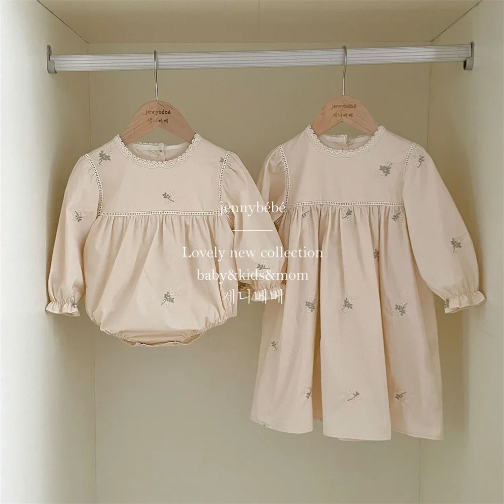 아기 소녀 수 놓은 꽃 Romper 긴 소매 아기 On - Newborn Baby Girl Romper Floral 리뷰 및 가격