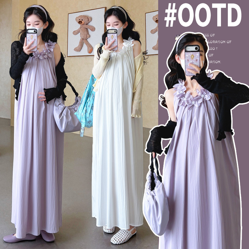 임산부 여름복 2026 플라워 장식 민소매 원피스 &  - Maternity Wear 리뷰 및 가격