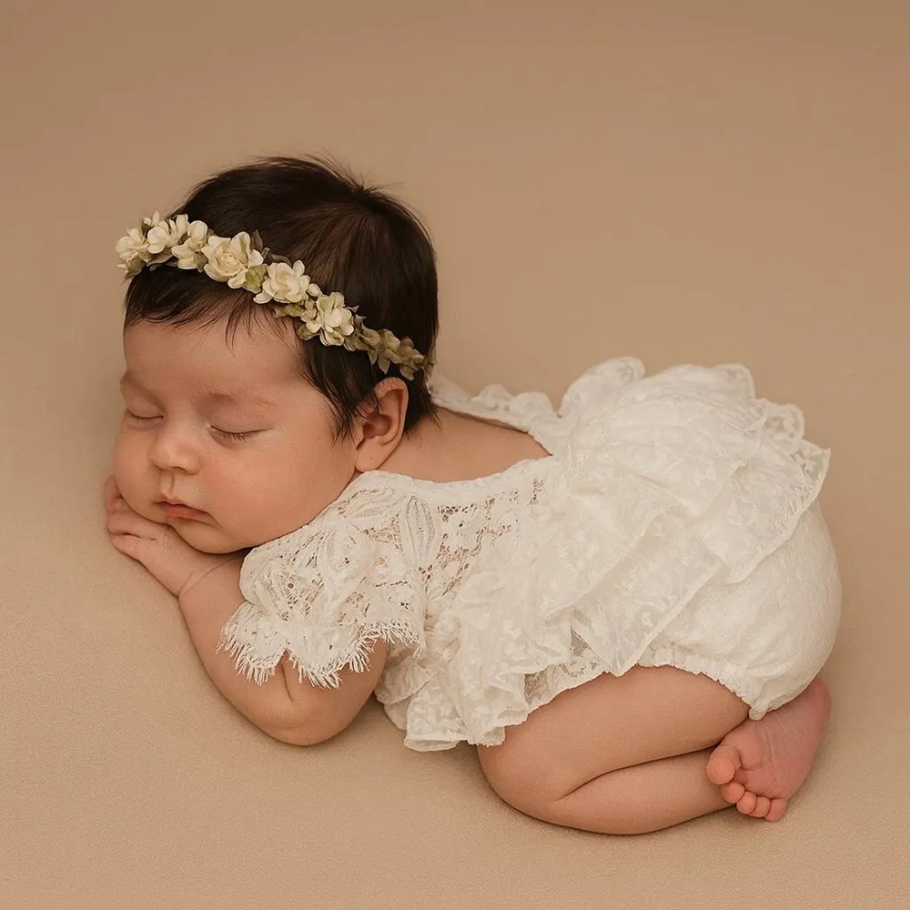 신생아 사진 촬영 의상 여자 아기 흰색 레이스 오프숄더 - Newborn Baby Girl Romper Floral 리뷰 및 가격