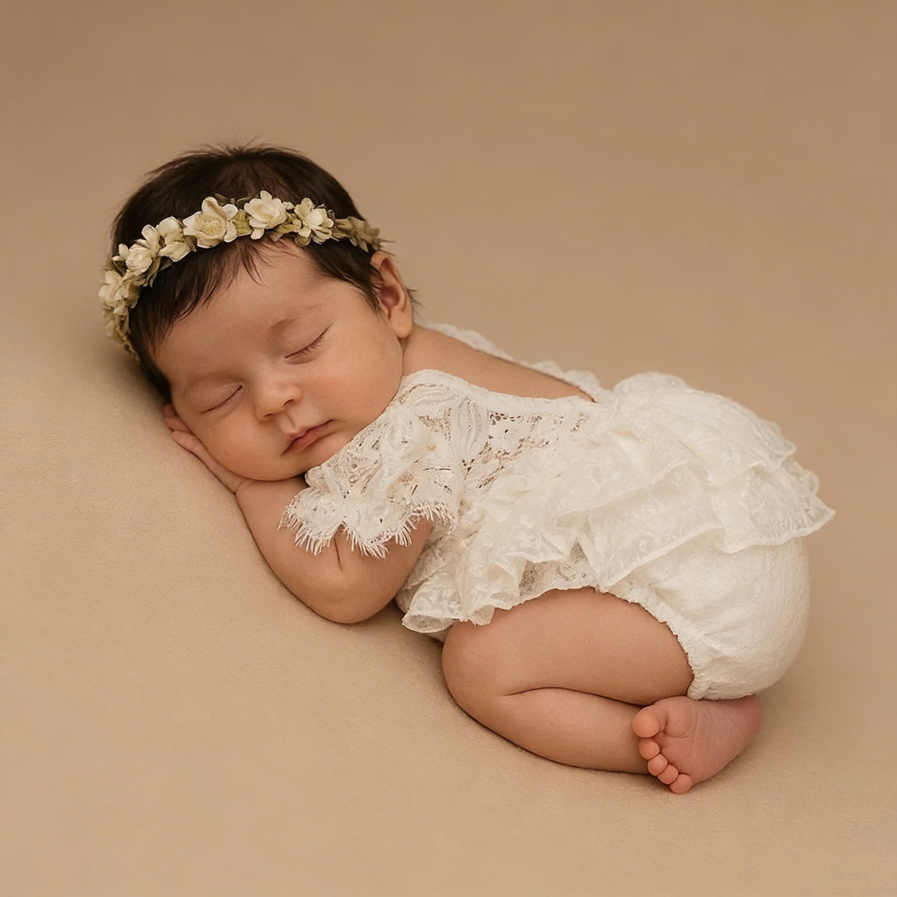 신생아 사진 촬영 의상 여자 아기 흰색 레이스 오프숄더 - Newborn Baby Girl Romper Floral 리뷰 및 가격