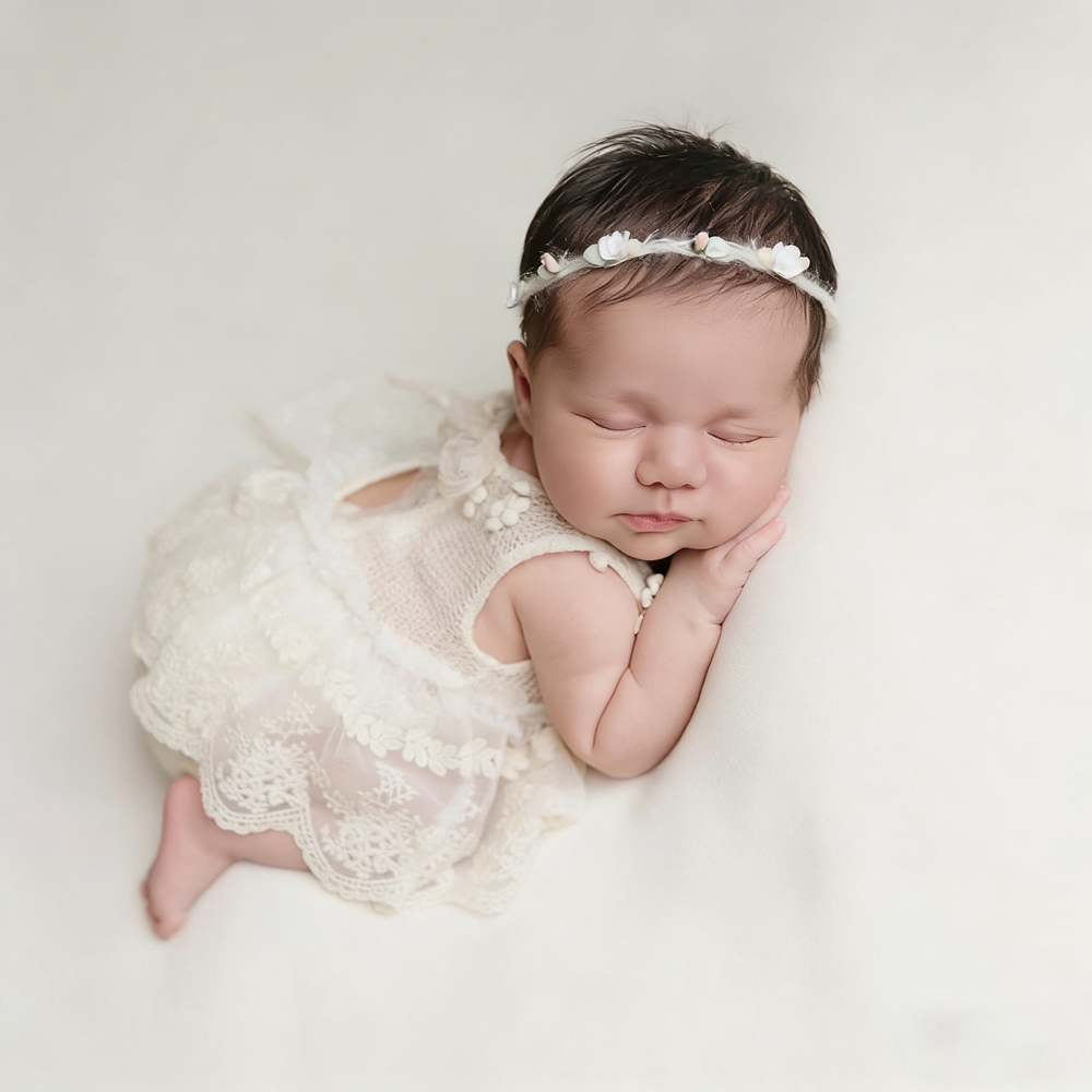 아기 사진 촬영 의상 신생아 사진 소품 흰색 레이스 꽃 - Newborn Baby Girl Romper Floral 리뷰 및 가격