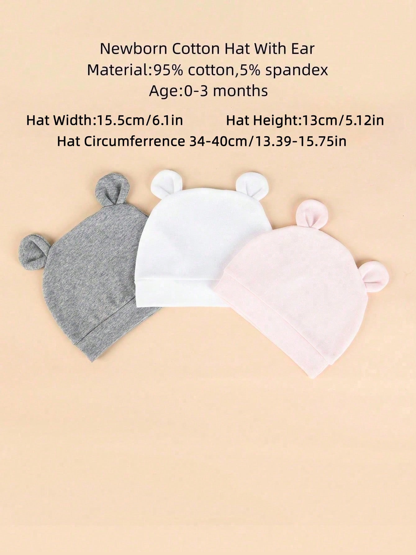 3팩 신생아 단색 싱글 레이어 코튼 니트 아기 비니 모 - Infant Beanie Hat With Ears 리뷰 및 가격