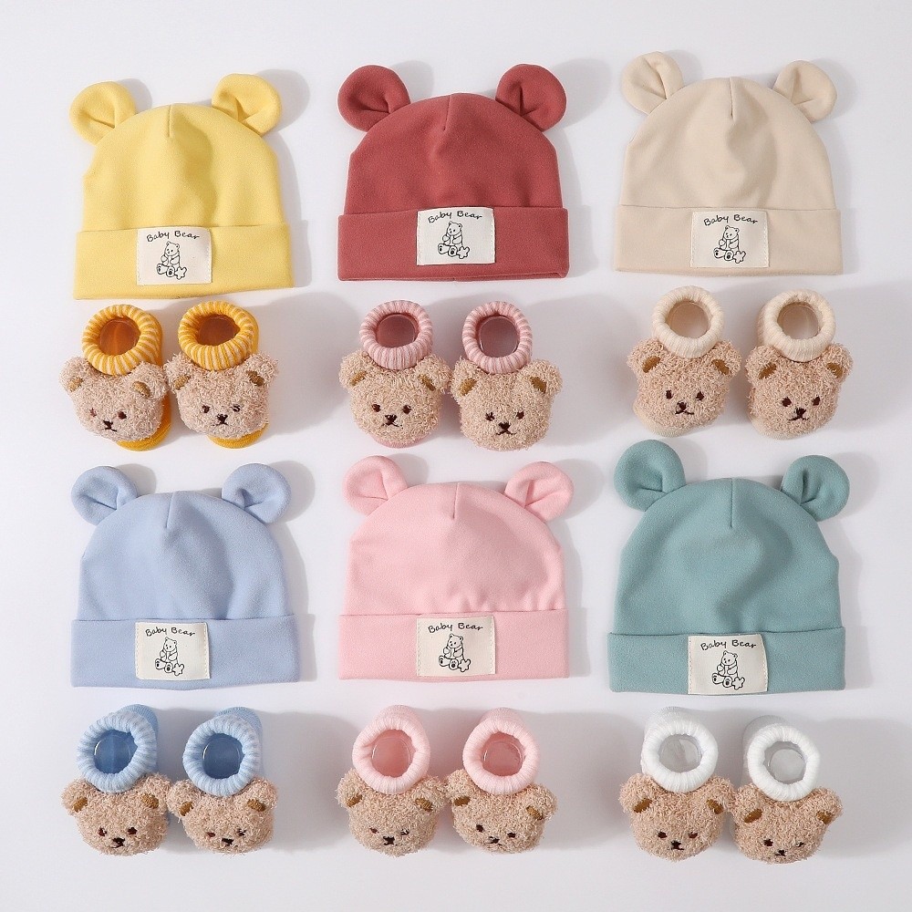 2개 1세트, 면 소재 아기 모자와 양말 세트, 따뜻하 - Infant Beanie Hat With Ears 리뷰 및 가격