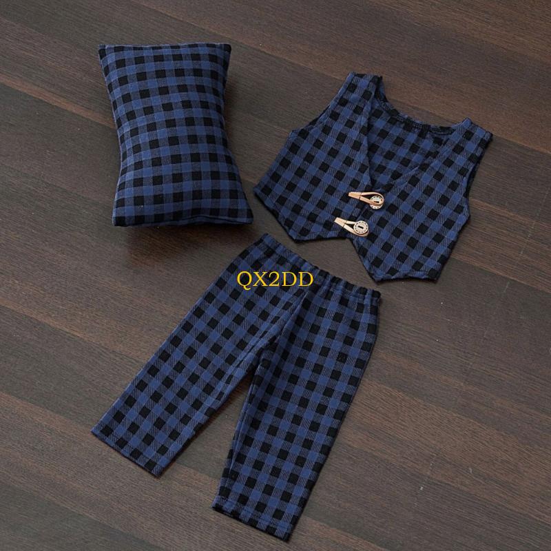 QX2D 체크 무늬 베개 바지 & 조끼 세트 아기 사진 - Infant Photography Props Outfit 리뷰 및 가격