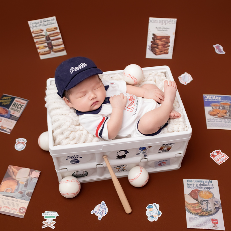 스포츠 야구 테마 신생아 사진 촬영 의상 반소매 롬퍼  - Infant Photography Props Outfit 리뷰 및 가격
